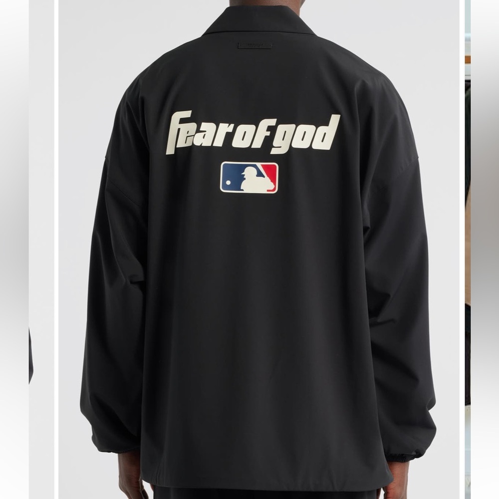Fear of God Black Logo Coach MLB Logo Coaches Full-Snap Jacket - Black‎